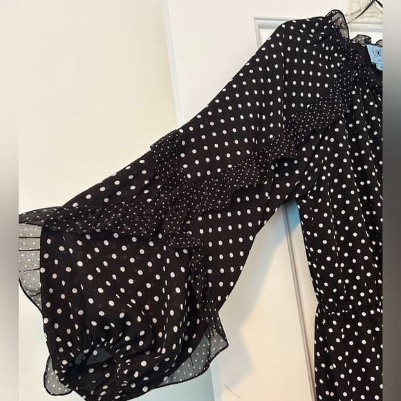 Cece polka dot French cafe dress/ Rich Black with white dots Size Medium - Picture 4 of 16